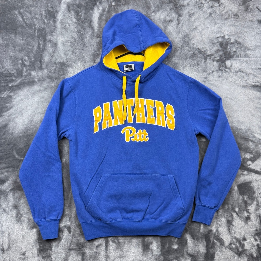 Stadium Athletics Pitt Panthers Hoodie Mens Small Blue Gold Embroidered NCAA